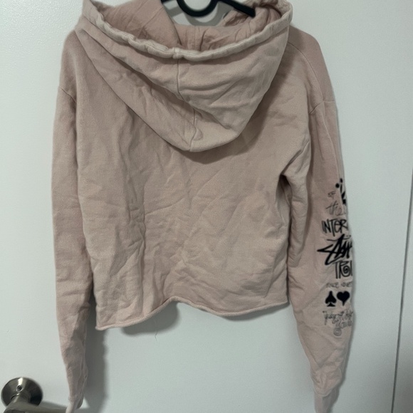 Stüssy Cropped Pink Hoodie | Kids 6 (Fits XS-S Women) - Picture 2 of 3